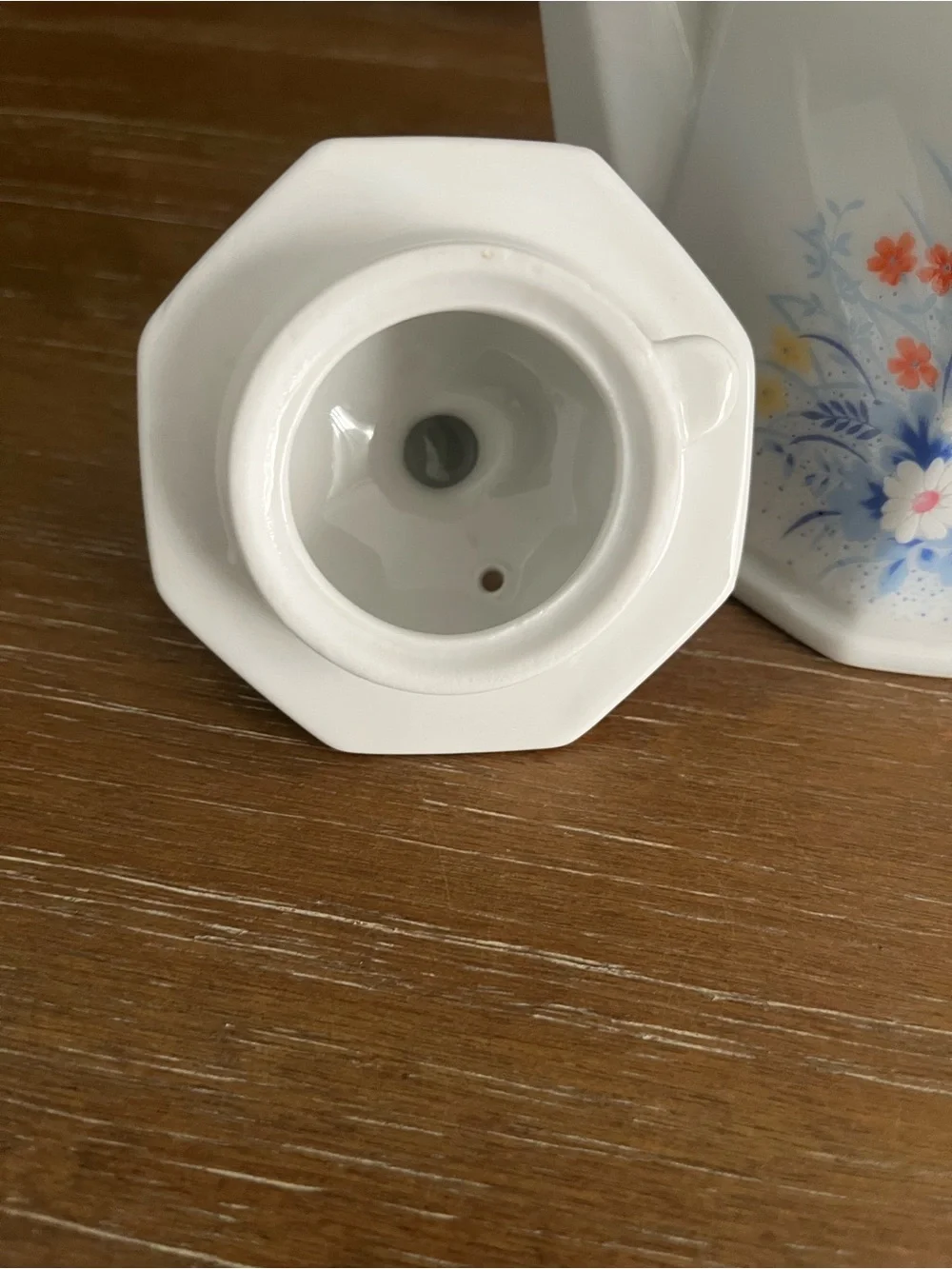 Handpainted Porcelain Teapot-Japan-Octagonal Shape-Lid-Beautiful Wildflowers